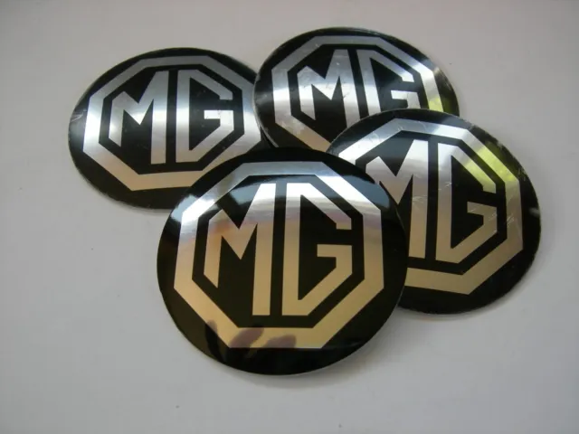 Mg MGB ROSTYLE WHEEL CENTER CAP EMBLEMS 4 ALUMINUM STICKERS DECAL CONED 1 7/8"