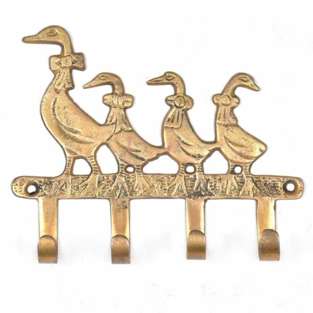 New Mounted Hat Rack Hooks Golden Antique Brass Wall Hooks Mother Baby Geese