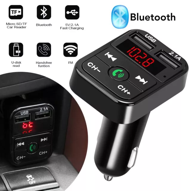 FM Transmitter Auto Bluetooth Kfz Radio Adapter mit Dual USB Ladegerät für Handy