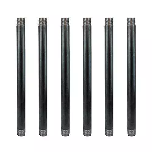 6 Pack 1/2" × 12" Heavy Duty Pre-Cut Grey Metal Pipe Industrial Steel Fits St...