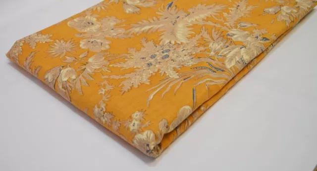 2.7m Tela Indio Amarillo Floral Mano Bloque Impreso de Algodón Costura