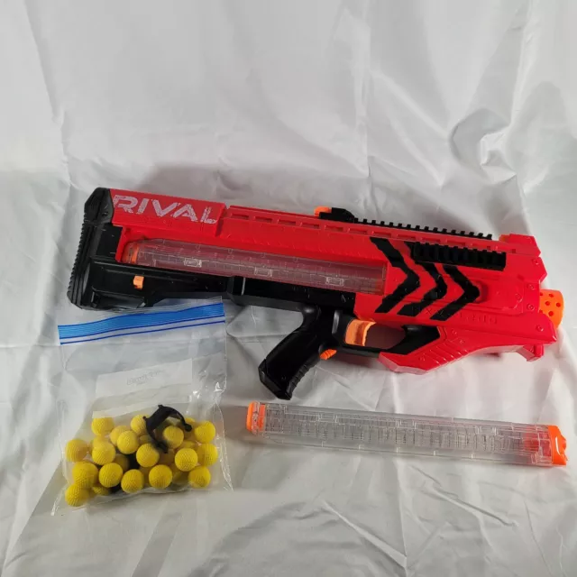 NERF Rival C-031G MXV-1200 Motorized Red Blaster Tested Works! W/20 Balls/Clip