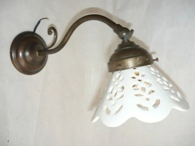 Applique Murale Vintage En Laiton Foncé Et Céramique Blanche, Style Vieux, Pour Salle De Bain Ou Entrée, IP44 LED