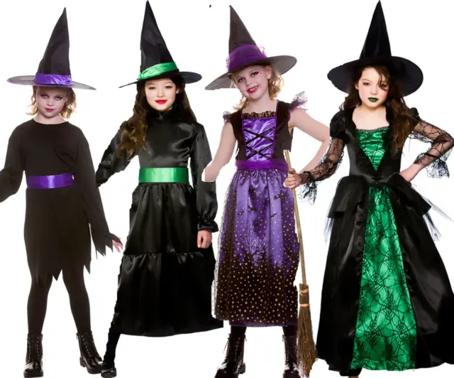 Ragazze Wicked Costume da Strega Halloween Bambini Streghe Vestito