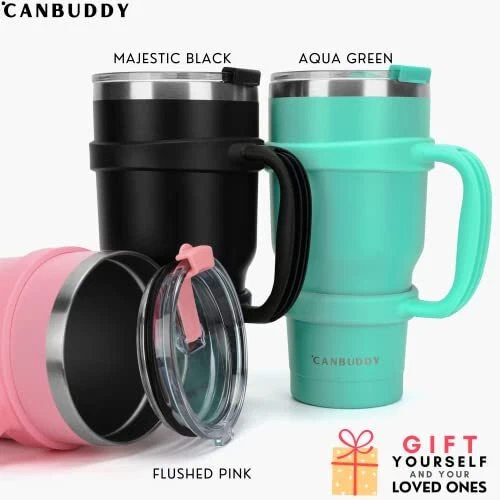CANBUDDY 30 oz Tumbler with Lid and Straw and Handle - Travel Coffee Mug 5