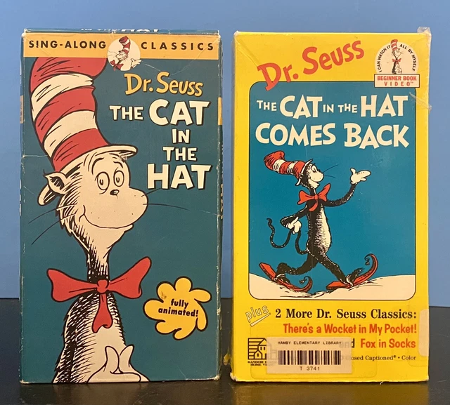 LOT DE 2 Dr Seuss VHS Le chat dans le chapeau et le chat dans le chapeau revient EUR 9,22