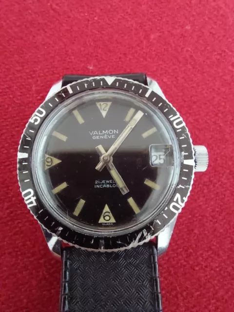 Rare Valmon Geneve Skin Diver Vintage Watch. 1er Generation avant Sigma Valmon.