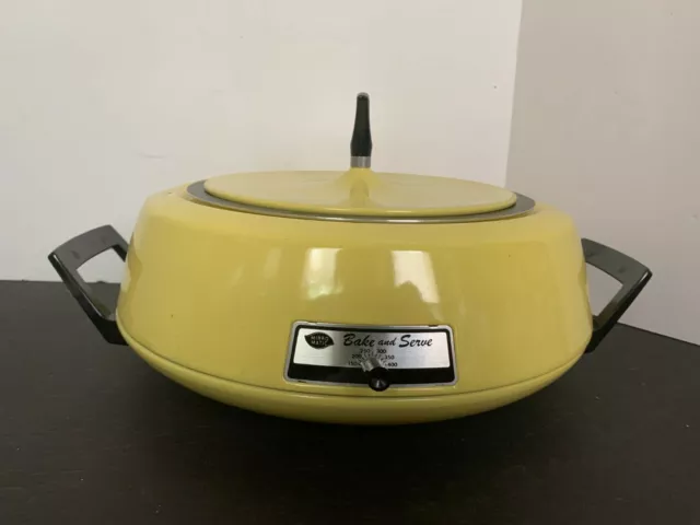 Vintage Mid Century Mirro-Matic Harvest Yellow Electric Bake and Serve Pot