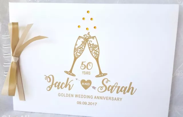Personalised Silver ,Golden, Ruby Or Diamond Wedding Anniversary Guest Book - A5