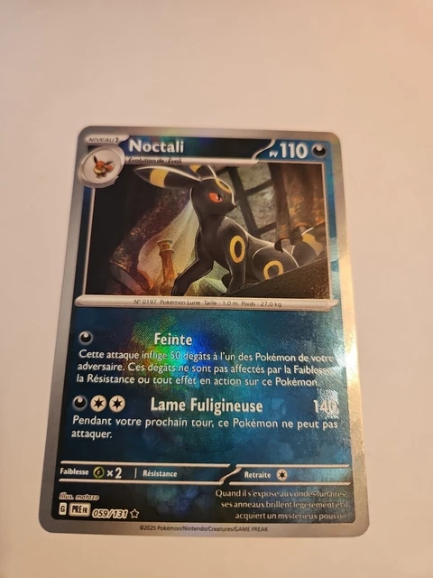 Carte Pokémon Noctali 059/131 Holo Prismatique - Set Évolutions, Version Française, état Near Mint