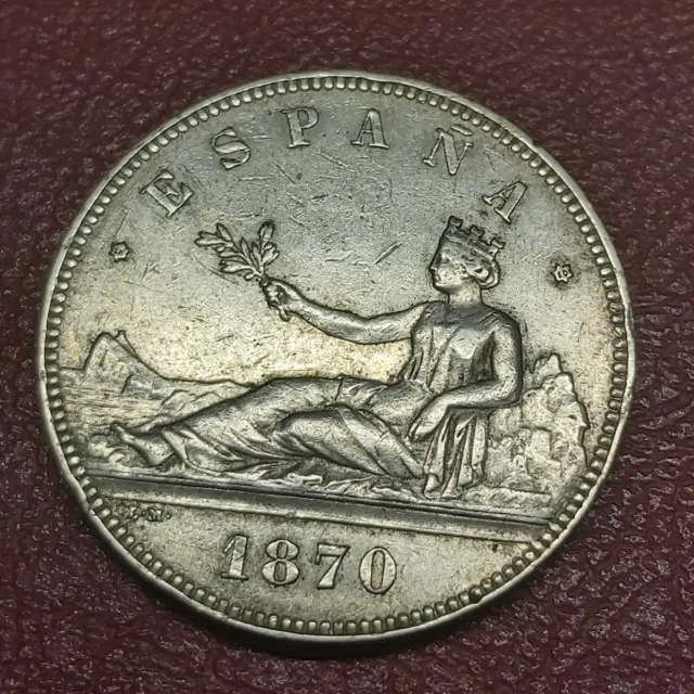 5 Pesetas 1870 Gouvernement Provisoire  Argent Monnaie