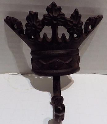 Vintage Cast Iron Crown Wall Single Hook Hanger Coat