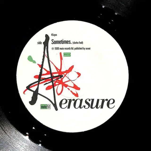 Erasure Sometimes UK 7" Vinyl Record Single 1986 MUTE51 Mute 45 EX 2