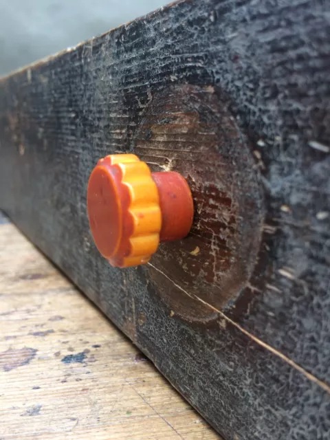 Two Vintage Art Deco Orange Bakelite  Cupboard / Drawer  Knobs