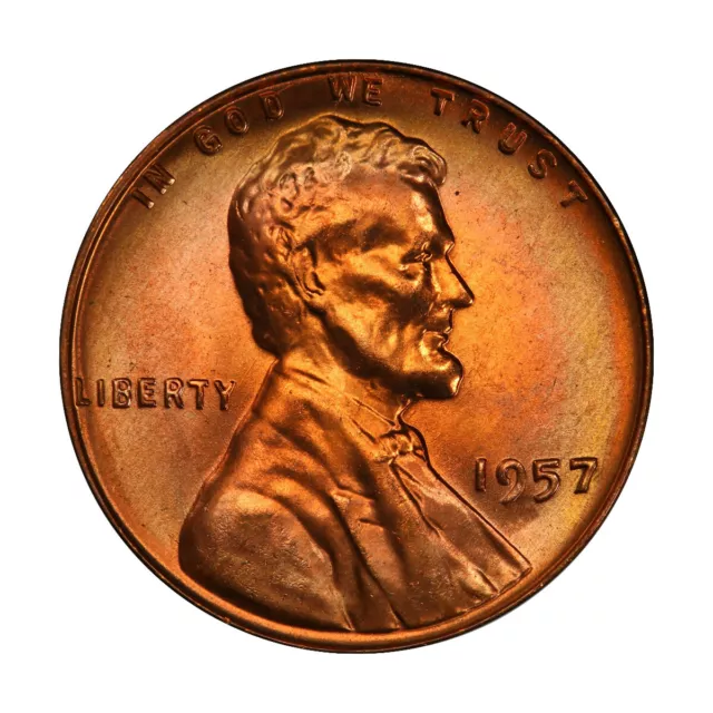 1957 P Lincoln Wheat Cent Choice BU 1c Brilliant Uncirculated OBW Superb Detail
