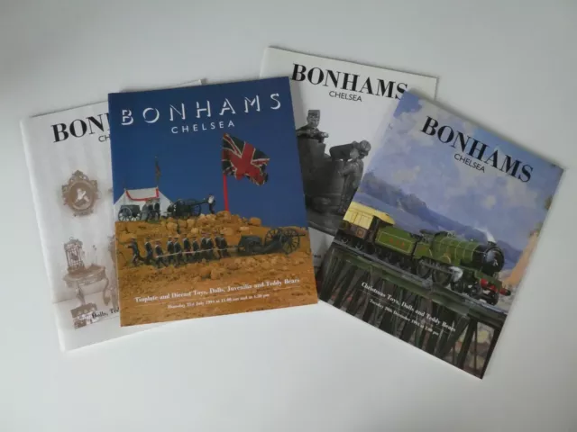 4 x Bonhams Auction Catalogues - Toys, Trains, Dolls, Teddy Bears - 1990's