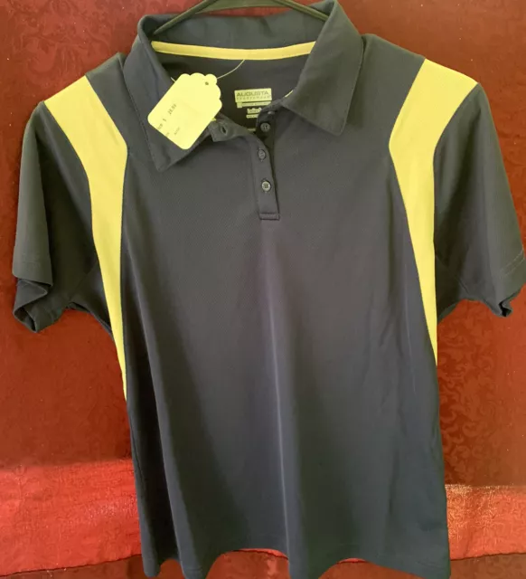 Augusta Sportswear Womens Small Polyester Navy / Gold Polo NWT !! ( MSRP $29 )