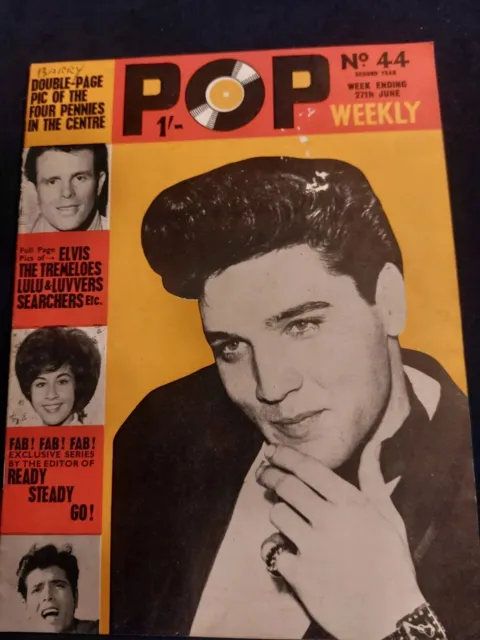 Rare POP WEEKLY Magazine 27 JUNE 1964 Elvis Peter & Gordon Top 30 Lulu 4 Pennies