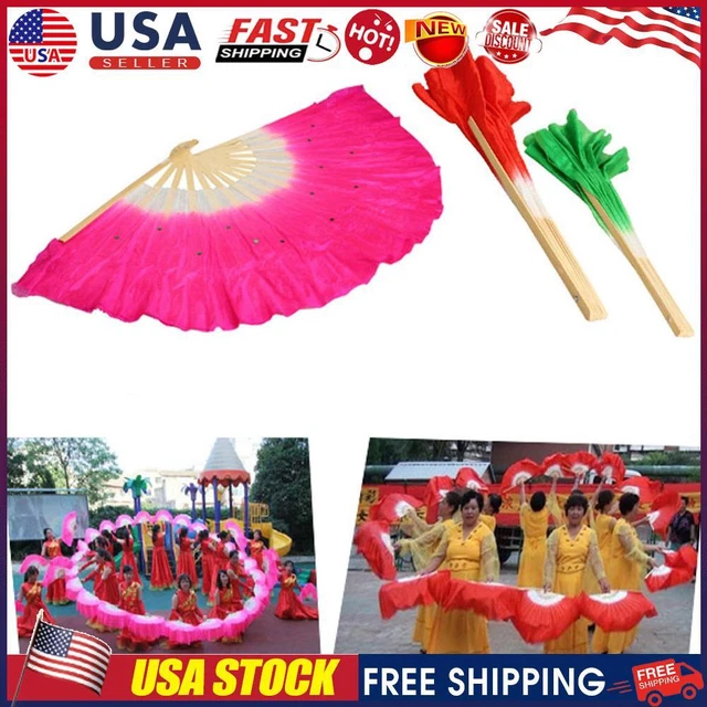 Chinese Silk Folding Fan Handmade Dancing Hand Fan Belly Dance Costume for Women