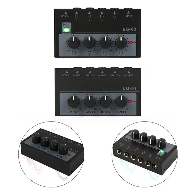 Lightweight 4 Channel Headphone Amplifier Mixer for Live Stream and Performance