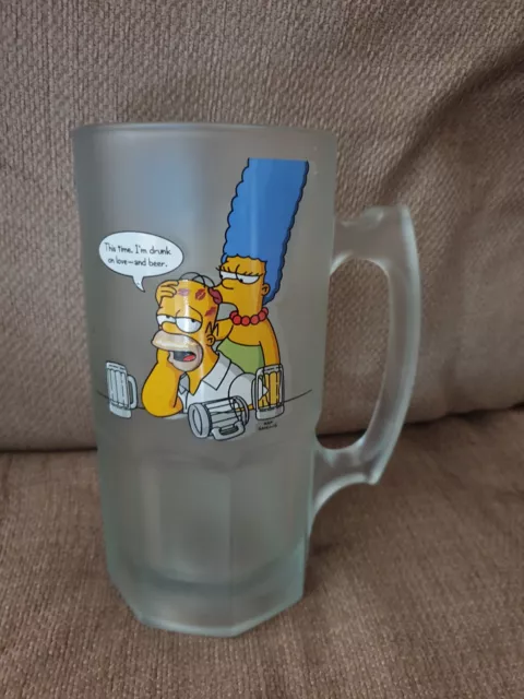 The Simpsons Love Large Homer Simpson Frosted Glass Beer Stein Tankard