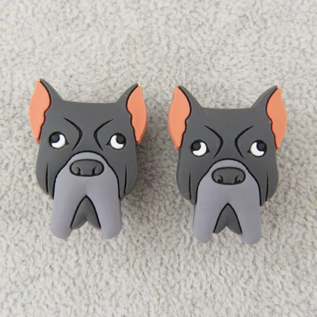 CANE CORSO DOG Shoe Charms for Crocs Wristbands Set of 2 Puppy Face Gray