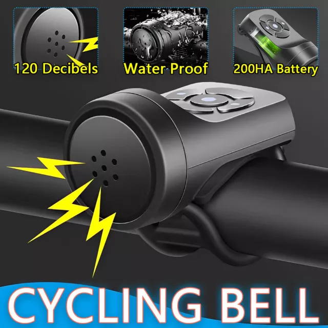 120Db Bike Loud Horn Bicycle Handlebar Alarm Ring Bell USB Charging Cycling Kit