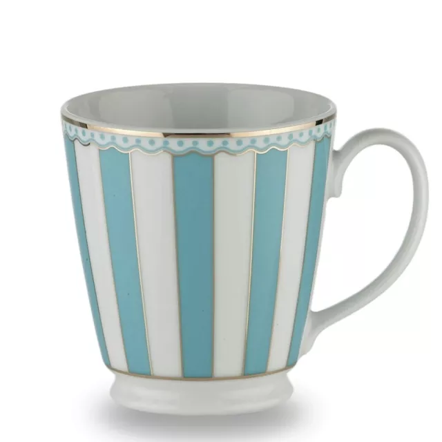 Noritake Light Blue Striped Carnivale Porcelain Mug New in Box