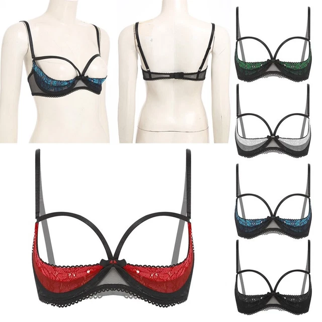 Lingerie Sexy Push Up Reggiseno Push Up Bralette In Pizzo E Rete - Con Ferretto E Mensola 1/4, Nuovo Senza Etichette Reggiseno Bikini Donna Lingerie Sexy Push Up Reggiseno Push Up Bralette In Pizzo E Rete - Con Ferretto E Mensola 1/4, Nuovo Senza Etichette Reggiseno Bikini Donna