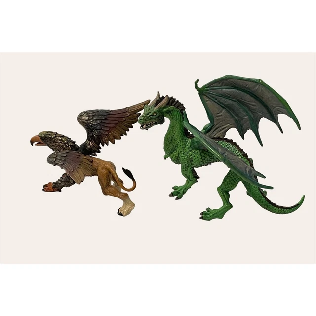 Safari Ltd. Mythical Figure Set of 2 Green Forest Dragon 2010 & Griffin 2007 Toy