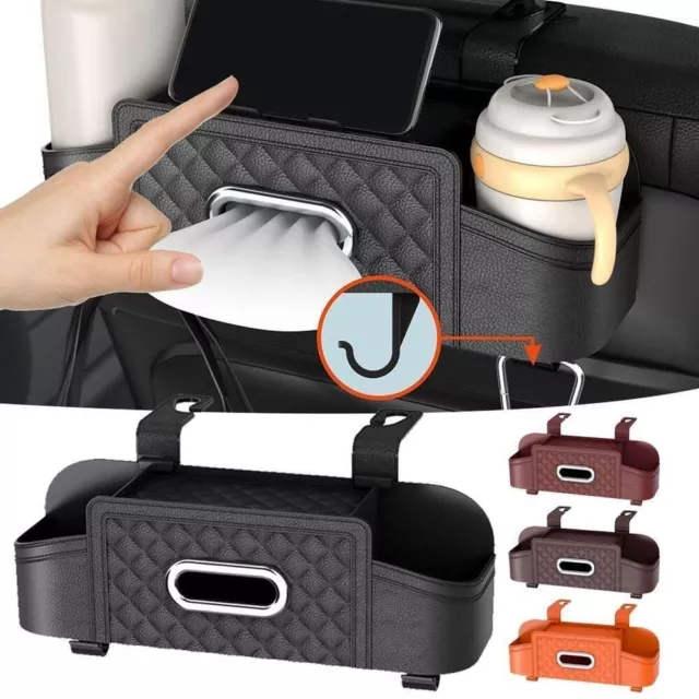 Multi-functional Car Seat Back Storage Box Leather Hanging Bag Car Organizers