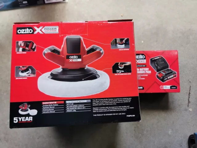 OZITO PXC 18V Cordless Random Orbit Buffer Polisher 2ah charger