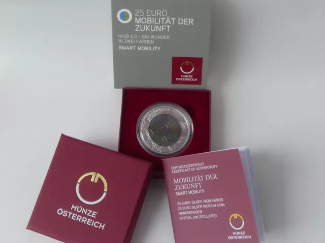 Österreich 2021 25 Euro Niob Silber Münze Coin - Mobilität Der Zukunft -