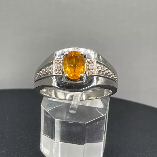 Natural Yellow sapphire gemstone handmade 925 silver Ring for men.