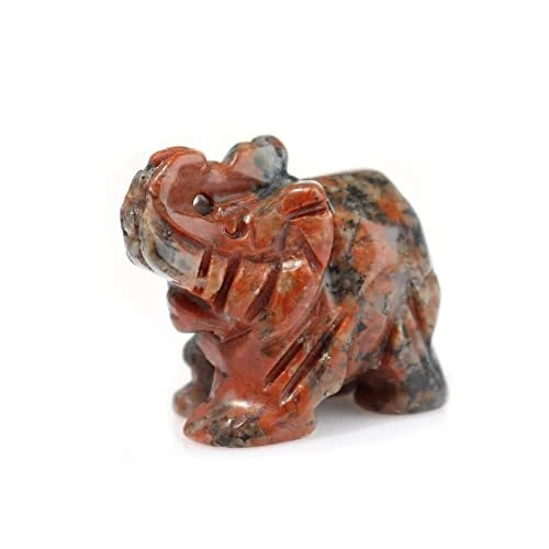 Wemeki Gemstone Elephant Figurines 1PC, Red 1.5 Inches Red Flash Stone-1pc