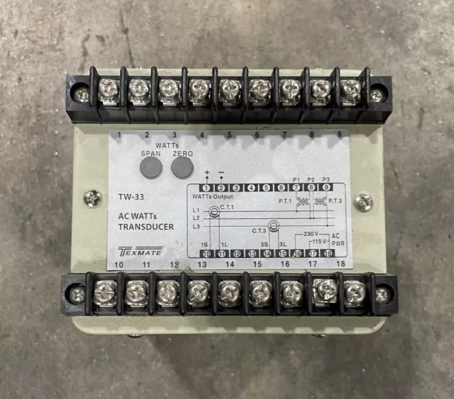 Texmate Power Transducer 3 phase 3 wire watt transducer Used