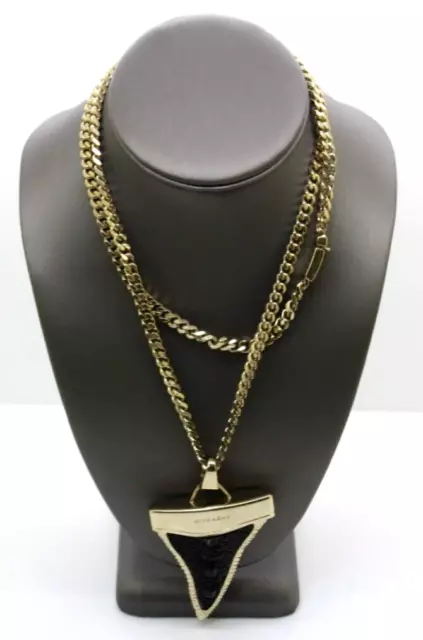 Givenchy shark large tooth necklace circa 34 inch chain