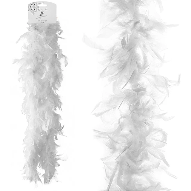 WHITE FEATHER BOA 60 Inches for Burlesque Hen Party Fancy Dress 5.06