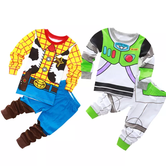 Kids Boys Girls Baby Toy Story Buzz Lightyear Woody Pajamas Set Sleepwear Pjs∝