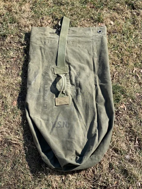 Ww2 Usn Military Green Duffle Bag Named Walleye Willie (17D)
