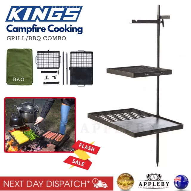 Portable Outdoor Campfire Cooking Camping BBQ Large Combo Grill Picnic Station