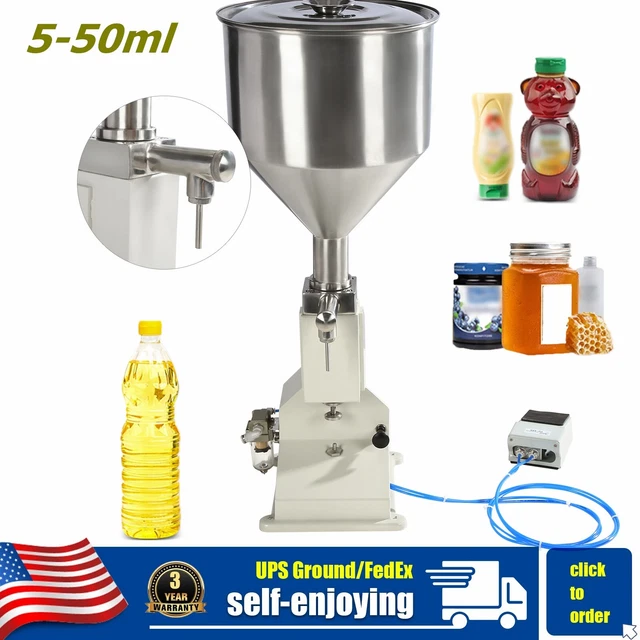 A02 Pneumatic Manual Filling Machine Paste Shampoo Liquid 5-50ml Bottle Filler