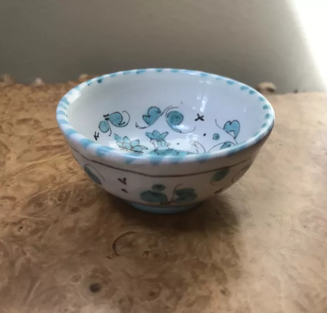 PV  Italian Majolica Small Art Pottery Bowl Handpainted Italy 2