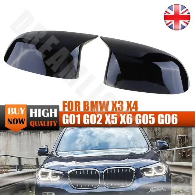 2*Gloss Black Mirror Cover Caps For BMW SUV X3 X4 G01 G02 X5 X6 X7 G05 G06 G07