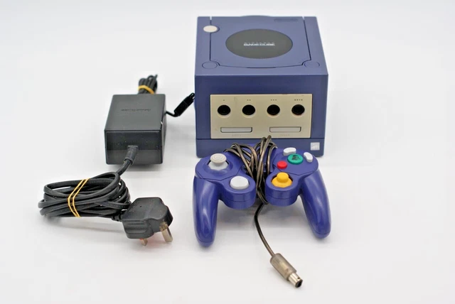 Gamecube Indigo Console DOL-001 w/ Power Supply DOL-002 & Darth Vader Controller