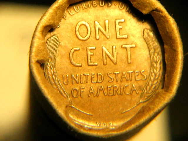 LINCOLN 50 WHEAT CENT ROLL W/ 1909 VDB & "RED" REVERSE ENDS! 50%+ PRE-1940s!