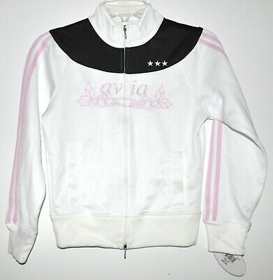 Avia Cheerleading Full Zip White/Black/Pink Youth Girls Jacket Sz XLarge NWT
