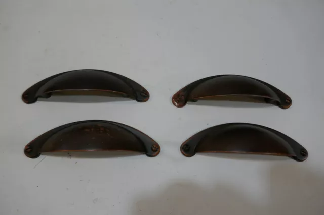 Lot of 4 Preowned Bronze Cup Cabinet Pull 4-in Oil-Rubbed Free Shipping