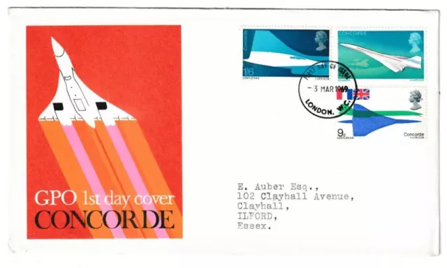 3/3/1969 UK GB FDC - Concorde - GPO Cover - London WC FDI Postmark