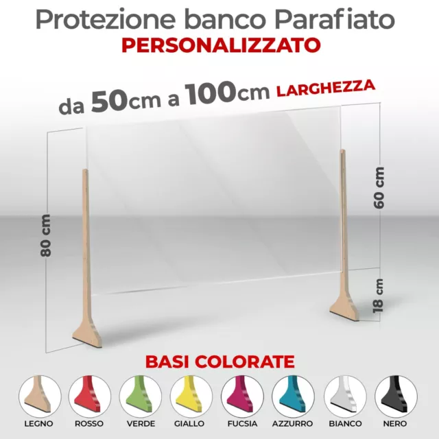 Parafiato Parasputi Plexiglass banconi cassa Parete Divisoria da 50 a 100 cm
